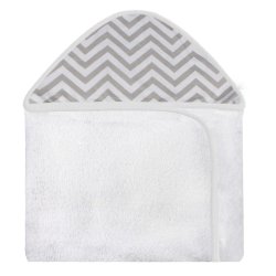 Toalha de Banho Chevron Cinza e Branco com Capuz Toalha de Banho Chevron Cinza e Branco com Capuz