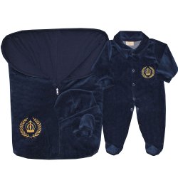 Saída de Maternidade Coroa Dourada Marinho Plush Saída de Maternidade Coroa Dourada Marinho Plush