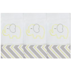 Toalha de Boca Elefante Chevron Amarelo 3 Peças Toalha de Boca Elefante Chevron Amarelo 3 Peças