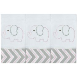 Toalha de Boca Elefante Chevron Rosa 3 Peças Toalha de Boca Elefante Chevron Rosa 3 Peças
