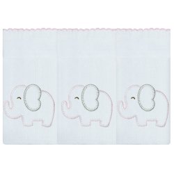 Fralda de Ombro Elefante Rosa 3 Peças Fralda de Ombro Elefante Rosa 3 Peças