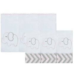 Kit Fralda de Boca e Ombro Elefante Chevron Rosa Kit Fralda de Boca e Ombro Elefante Chevron Rosa