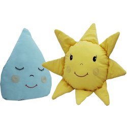 Almofada Sol Amarelo e Gota Azul Tiffany 2 Peças Almofada Sol Amarelo e Gota Azul Tiffany 2 Peças