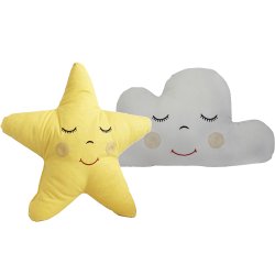 Almofada Nuvem Cinza e Estrela Amarelo Almofada Nuvem Cinza e Estrela Amarelo