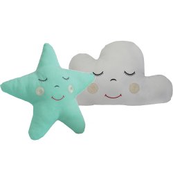 Almofada Nuvem Cinza e Estrela Azul Tiffany Almofada Nuvem Cinza e Estrela Azul Tiffany