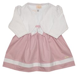Vestido de Bebê Glamour Lilly Rosa com Branco Vestido de Bebê Glamour Lilly Rosa com Branco
