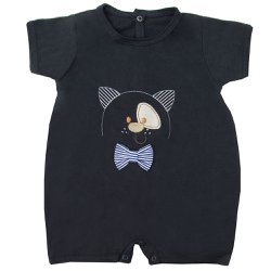 Macacão Curto de Bebê Gatinho Marinho Macacão Curto de Bebê Gatinho Marinho