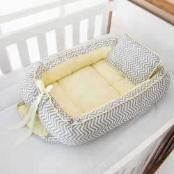 Ninho para Bebê Chevron Cinza e Amarelo 2 Peças Ninho para Bebê Chevron Cinza e Amarelo 2 Peças