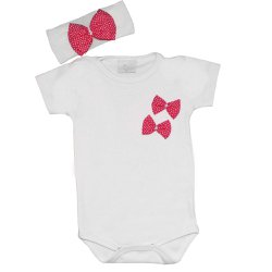 Body de Bebê Mili Branco e Poá Pink 2 Peças Body de Bebê Mili Branco e Poá Pink 2 Peças