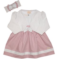 Vestido de Bebê Miss Poá Rosa 3 Peças Vestido de Bebê Miss Poá Rosa 3 Peças