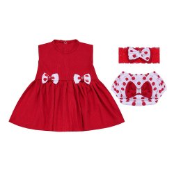 Vestido de Bebê Gigi Vermelho 3 Peças Vestido de Bebê Gigi Vermelho 3 Peças