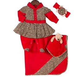 Saída de Maternidade Ana Vitória Vermelho Plush 5 Peças Saída de Maternidade Ana Vitória Vermelho Plush 5 Peças