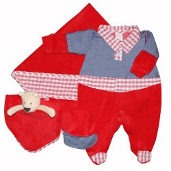 Saída de Maternidade Heitor Vermelho Plush 4 Peças Saída de Maternidade Heitor Vermelho Plush 4 Peças