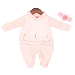 Macacão Longo de Bebê Betina Poá Rosa 2 Peças Macacão Longo de Bebê Betina Poá Rosa 2 Peças