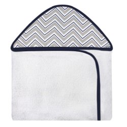 Toalha de Banho Chevron Cinza e Marinho com Capuz Toalha de Banho Chevron Cinza e Marinho com Capuz