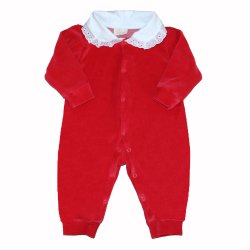 Macacão Longo de Bebê Charmosa Vermelho Plush Macacão Longo de Bebê Charmosa Vermelho Plush