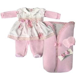 Saída de Maternidade Dream Floral Rosa Plush 4 Peças Saída de Maternidade Dream Floral Rosa Plush 4 Peças