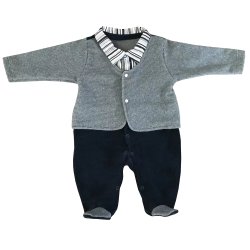 Macacão Longo de Bebê Elegante Marinho Plush Macacão Longo de Bebê Elegante Marinho Plush