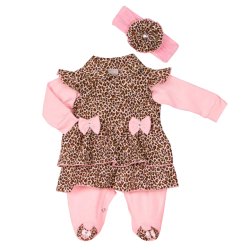 Macacão Longo de Bebê Penélope Rosa 2 Peças Macacão Longo de Bebê Penélope Rosa 2 Peças