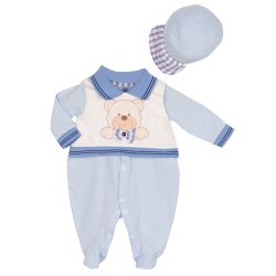 Macacão Longo de Bebê Benjamin Azul 2 Peças Macacão Longo de Bebê Benjamin Azul 2 Peças