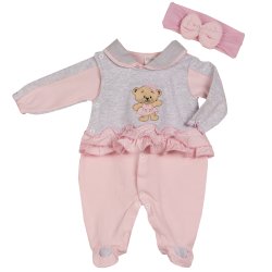 Macacão Longo de Bebê Charmosa Rosa 2 Peças Macacão Longo de Bebê Charmosa Rosa 2 Peças