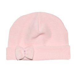 Touca de Bebê Lacinho Rosa Plush Touca de Bebê Lacinho Rosa Plush