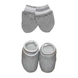 Luvinhas e Pantufas Listrada Cinza Malha Luvinhas e Pantufas Listrada Cinza Malha