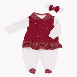Macacão Longo de Bebê Bia Marsala 2 Peças Macacão Longo de Bebê Bia Marsala 2 Peças