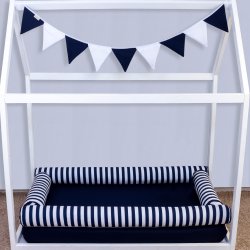 Kit Para Mini Cama Montessoriano Listrado Marinho 7 Peças Kit Para Mini Cama Montessoriano Listrado Marinho 7 Peças