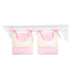 Porta Fraldas + Prateleira Luxo Rosa e Palha Porta Fraldas + Prateleira Luxo Rosa e Palha