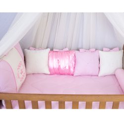 Kit Berço Luxo Rosa 130 Fios 100% Algodão 14 Peças Kit Berço Luxo Rosa 130 Fios 100% Algodão 14 Peças