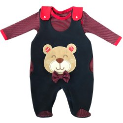 Jardineira de Bebê Urso Marinho e Body Listras 2 Peças Jardineira de Bebê Urso Marinho e Body Listras 2 Peças