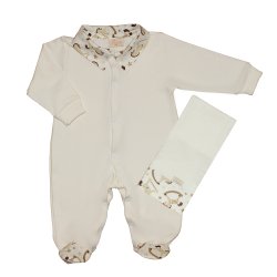 Kit Macacão Longo de Bebê Palha Cavalinho Malha 2 Peças Kit Macacão Longo de Bebê Palha Cavalinho Malha 2 Peças