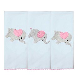 Toalha de Boca Elefantinho Rosa Malha 3 Peças Toalha de Boca Elefantinho Rosa Malha 3 Peças