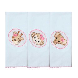Toalha de Boca Selva Rosa Malha 3 Peças Toalha de Boca Selva Rosa Malha 3 Peças
