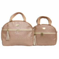 Kit Bolsa Maternidade Sunshine Glitter Rosê 2 peças Kit Bolsa Maternidade Sunshine Glitter Rosê 2 peças