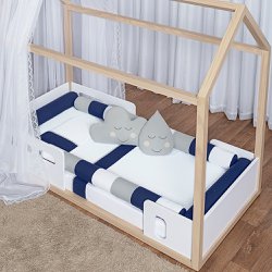 Kit Para Mini Cama Montessoriano Marinho 7 Peças Kit Para Mini Cama Montessoriano Marinho 7 Peças