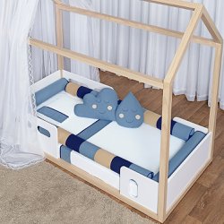 Kit Para Mini Cama Montessoriano Azul Petróleo 7 Peças Kit Para Mini Cama Montessoriano Azul Petróleo 7 Peças