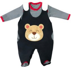 Jardineira de Bebê Urso Marinho e Body Listrado 2 Peças Jardineira de Bebê Urso Marinho e Body Listrado 2 Peças