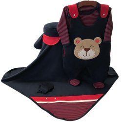 Saída de Maternidade Urso Marinho Listras Vermelho 5 Peças Saída de Maternidade Urso Marinho Listras Vermelho 5 Peças