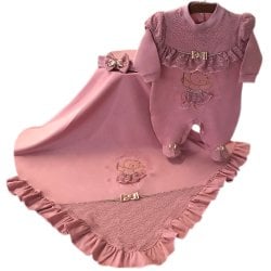 Saída de Maternidade Ursa Bailarina Rosê 3 Peças Saída de Maternidade Ursa Bailarina Rosê 3 Peças