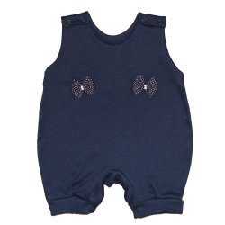 Macacão Curto de Bebê Lacinho Marinho Malha Macacão Curto de Bebê Lacinho Marinho Malha