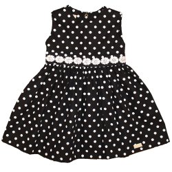Vestido de Bebê Retrô Poá Preto Vestido de Bebê Retrô Poá Preto