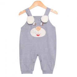 Jardineira de Bebê Cachorro Cinza Malha Jardineira de Bebê Cachorro Cinza Malha