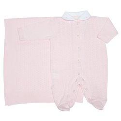 Saída de Maternidade Delicada Tricot Rosa 2 Peças Saída de Maternidade Delicada Tricot Rosa 2 Peças
