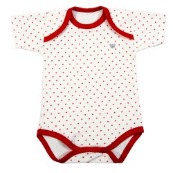 Body de Bebê Manga Curta Poá Vermelho Body de Bebê Manga Curta Poá Vermelho