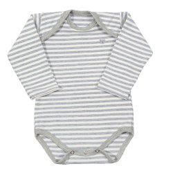 Body de Bebê Manga Longa Listrado Cinza Body de Bebê Manga Longa Listrado Cinza