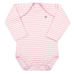 Body de Bebê Manga Longa Listrado Rosa Body de Bebê Manga Longa Listrado Rosa