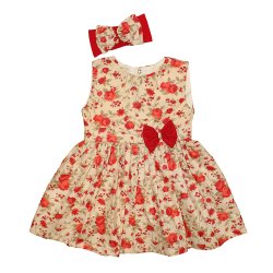 Vestido de Bebê Petit Charme Floral Vermelho Vestido de Bebê Petit Charme Floral Vermelho