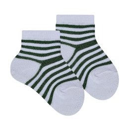 Meia para Bebê Listrado Verde Musgo Meia para Bebê Listrado Verde Musgo